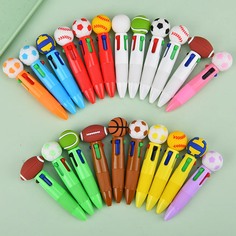30Pcs/Lot Cute Ball Series Mini 4Colors Ballpoint Pens Kawaii Cartoon Football Basketball Rugby Volleyball Styling Pen for Kids