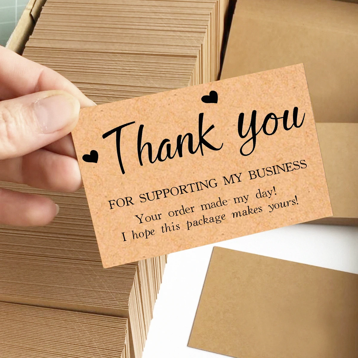 30/50/60pcs Flower Thank You Cards Business Thank You Cards Encouragement Greeting Cards Black Card Kraft Paper Greeting Card