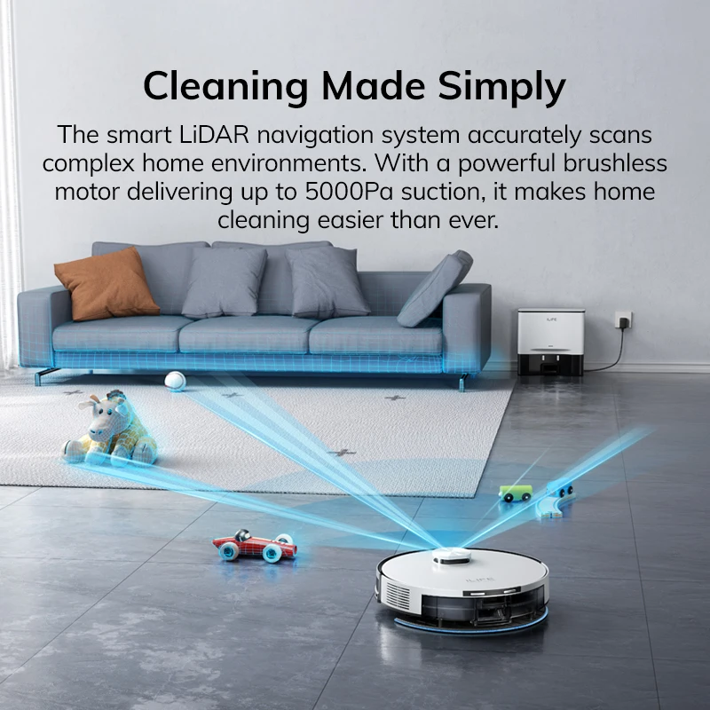 ILIFE A30 PRO 5000Pa Suction, Robot Vacuum and Mop Combo, Self Emptying, 60 Day Capacity, App/Remote, 180 Minute Running Time