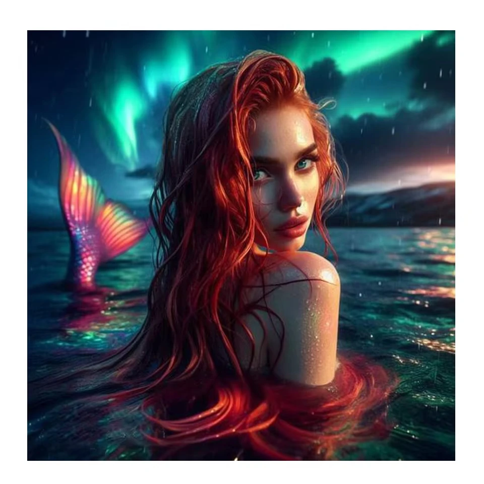 500PCS/1024 PCS Jigsaw Puzzles Woman Mermaid Beauty Portrait Challenging Family Activity Game for Gameroom Bedroom Home Decor