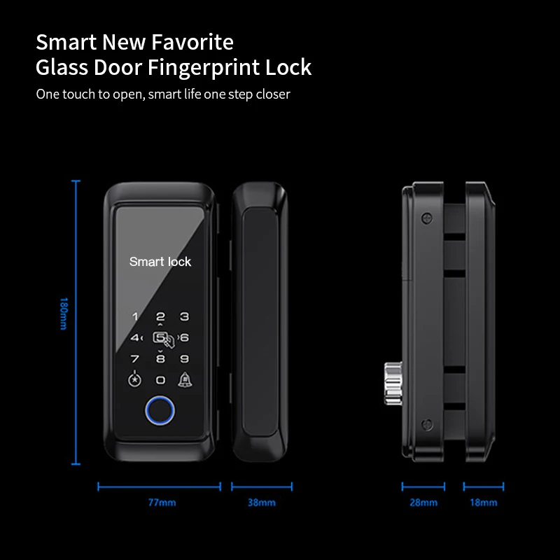 Imagem -02 - Tuya Eletrônico Biométrico Fingerprint Lock Porta de Vidro Inteligente Controle Eletrônico Bluetooth C2-tuya App 13.56mhz Cartão Rfid