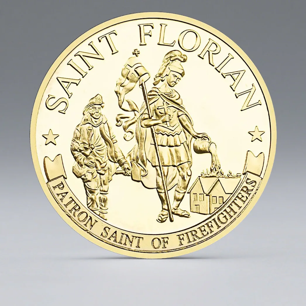 US City of Las Vegas Fire&Rescue Department Gold Plated Souvenir Coin Patron Saint of Firefighters Commemorative Coin