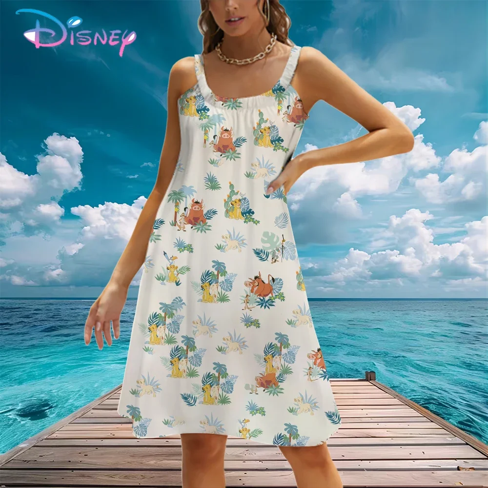 

Women's Beach Dress Sling Disney's The Lion King Evening Dresses Fashion Cheap Clothes Kawaii Summer S-3XL 2024 Lovely Leisure