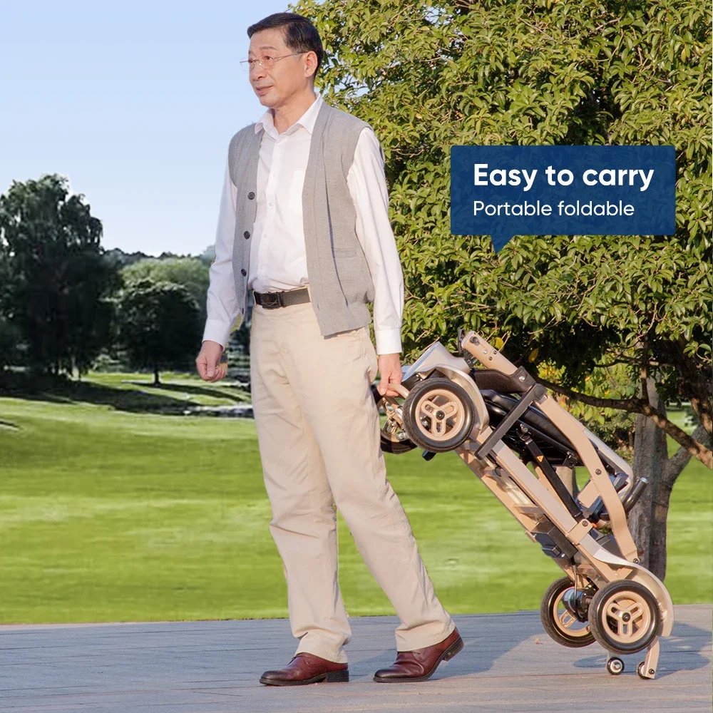 Ultra Light 15kg Portable 4 Wheel Aluminum Mobility Scooter for Elderly Handicapped Easy Lift Design Lightweight