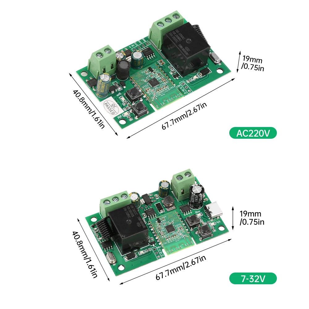 AC220V/DC5V-32V Pro 1 Channel Self-Locking Intelligent Wifi Bluetooth Relay Module Support eWeLink APP 433Mhz RF Smart Switch