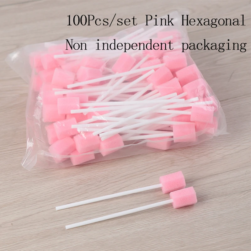 100pcs Oral Care Sponge Swab Disposable Cleaning Cleaner Swab Tooth Cleaning Mouth Swabs With Stick Sponge Head