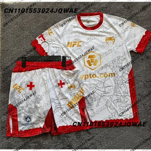 Imagen 2 del producto UFC torero Merab Dvalishvili boxeo lucha evento camiseta pantalones cortos hombres transpirable Jersey lucha correr conjunto absorbente de sudor