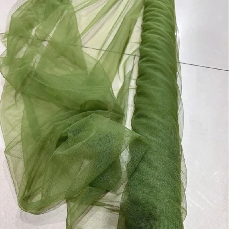 Avocado Green Tulle Fabrics Soft Wedding Decoration Curtain Clothing Olive Mesh Layout Chair Back Yarn Net Veil Material