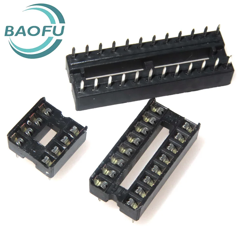 10PCS IC Sockets DIP6 DIP8 DIP14 DIP16 DIP18 DIP20 DIP28 DIP40 Pins Round Hole 2.54 PCB Connector DIP Socket