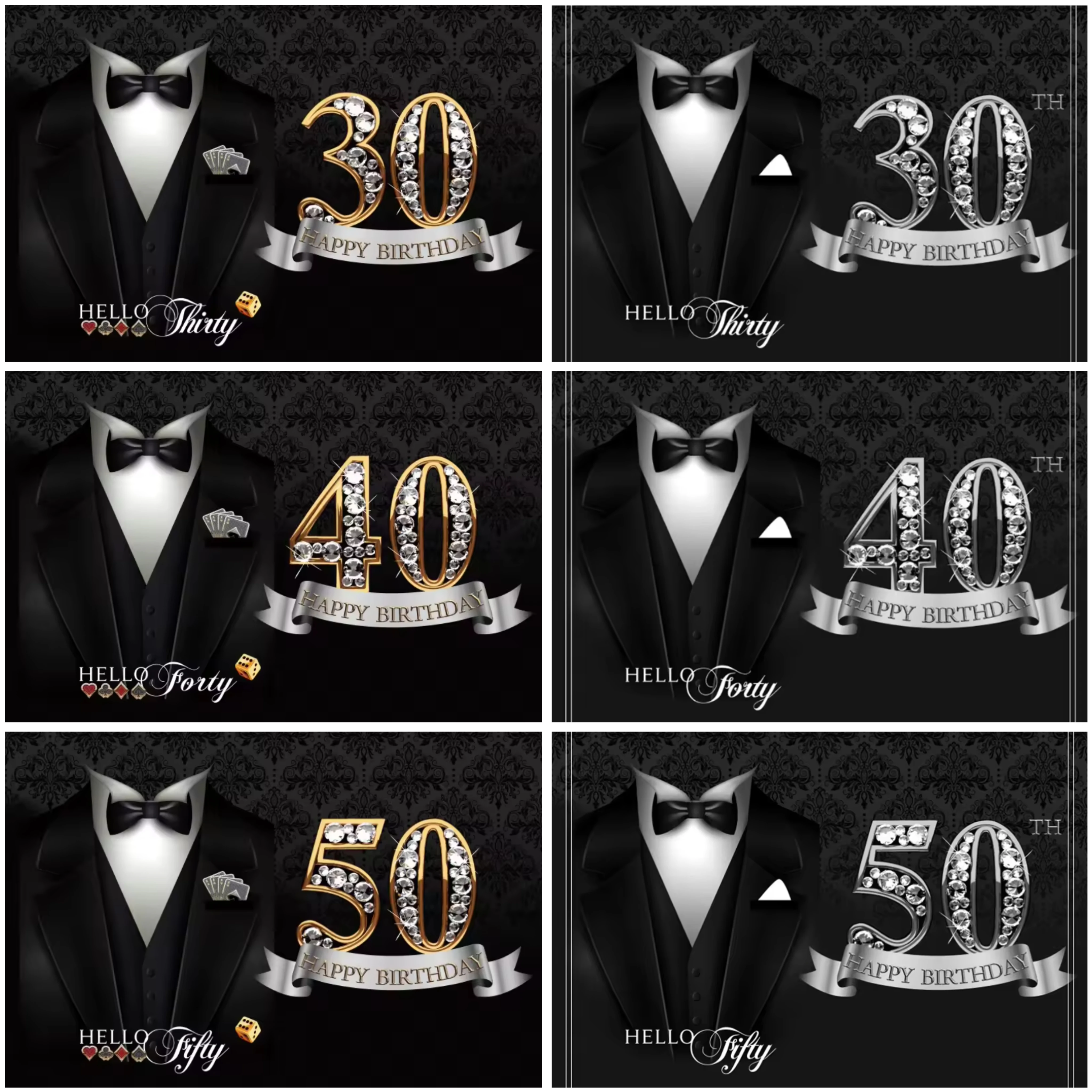 

Man Adult Happy Birthday Suit Tie Backdrops Dad 30 40 50 60 70 80th Anniversary Age Party Decoration For Home Backgrounds Props