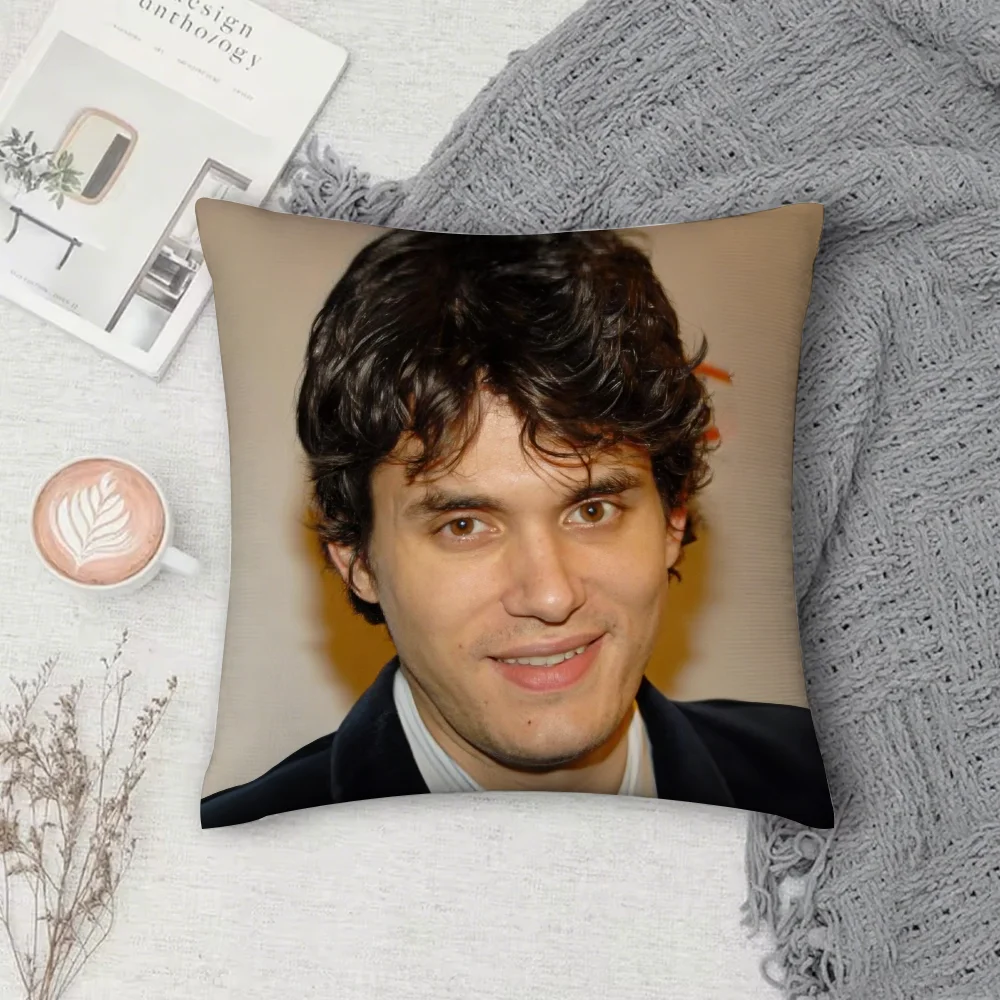 المغني جون ماير كيس وسادة مربع الطباعة على الوجهين قصيرة أفخم غطاء وسادة أريكة غرفة نوم وسادة السرير