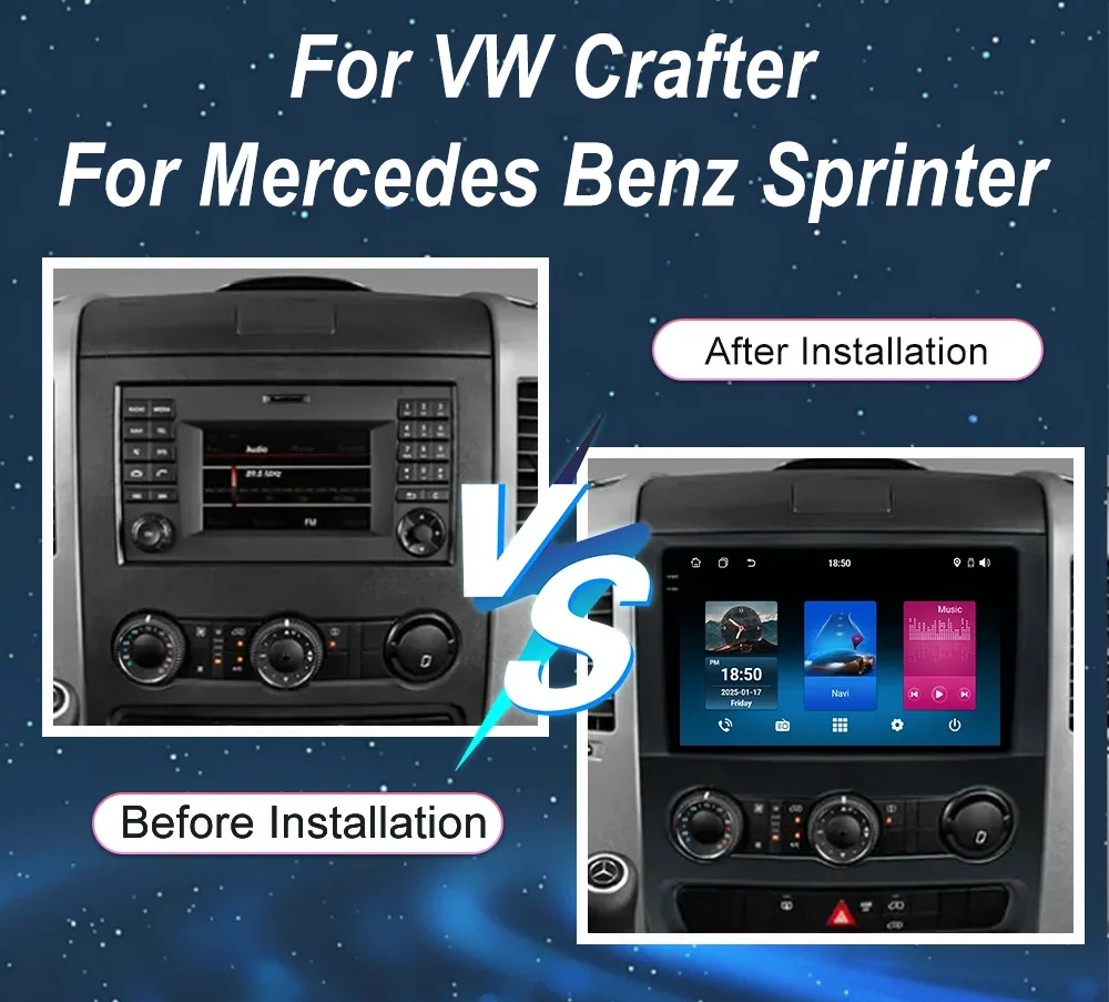 Android 16 Car DVD Radio Stereo For VW Crafter For Mercedes Benz Sprinter Auto Navigation GPS Multimedia Video Player Carplay 4G