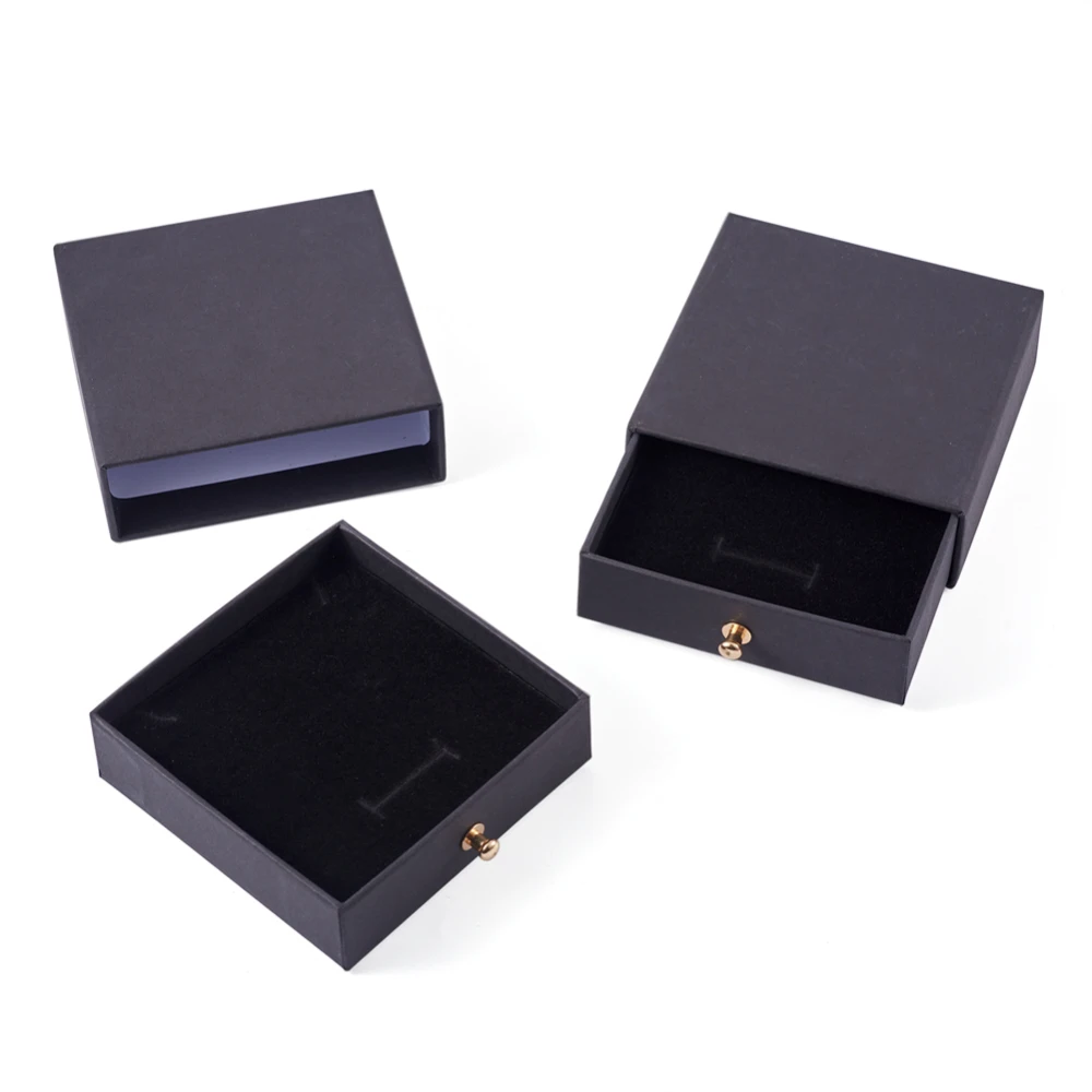 10/15 Sets Square/Rectangle Paper Drawer DIY Jewelry Box with Brass Rivet for Rings Bracelet Necklace Gift Packaging Container
