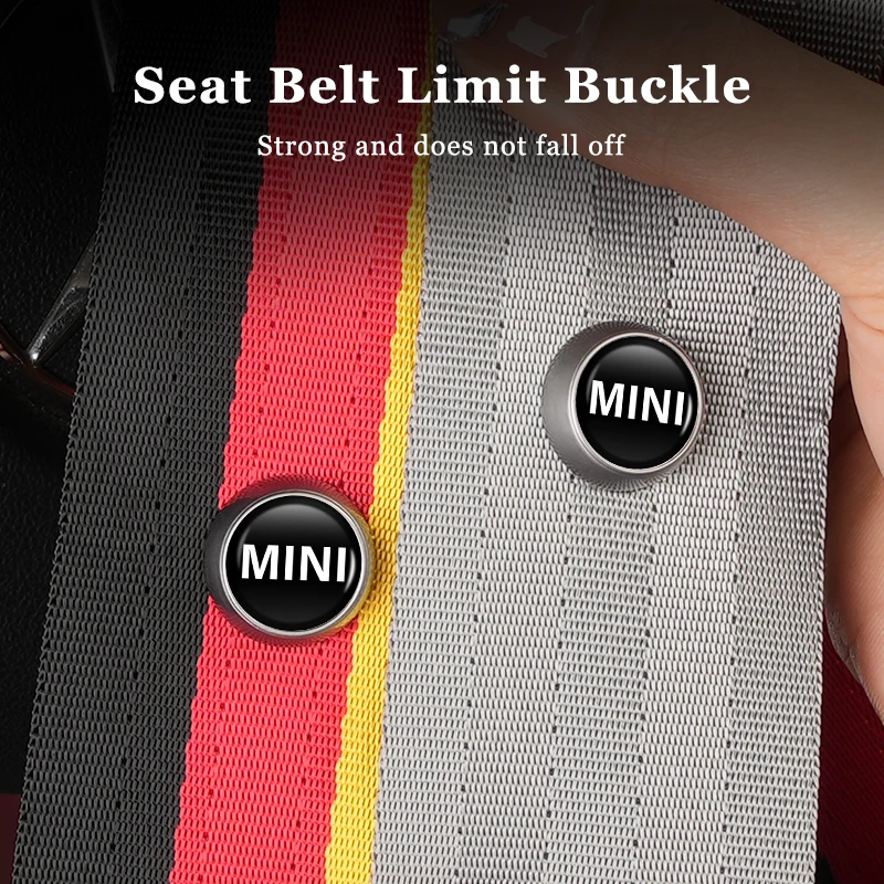 Car Logo Safety Belt Limit Buckle Seat Belt  Non-Slip Fixing Button For MINI Cooper One JCW R56 Countryman Paceman Clubman R58 R