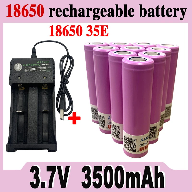 

100% New Rechargeable Battery 3500mAh 25A Discharge INR18650 35E 3.7V 3500mAh Lithium-ion 18650 Battery