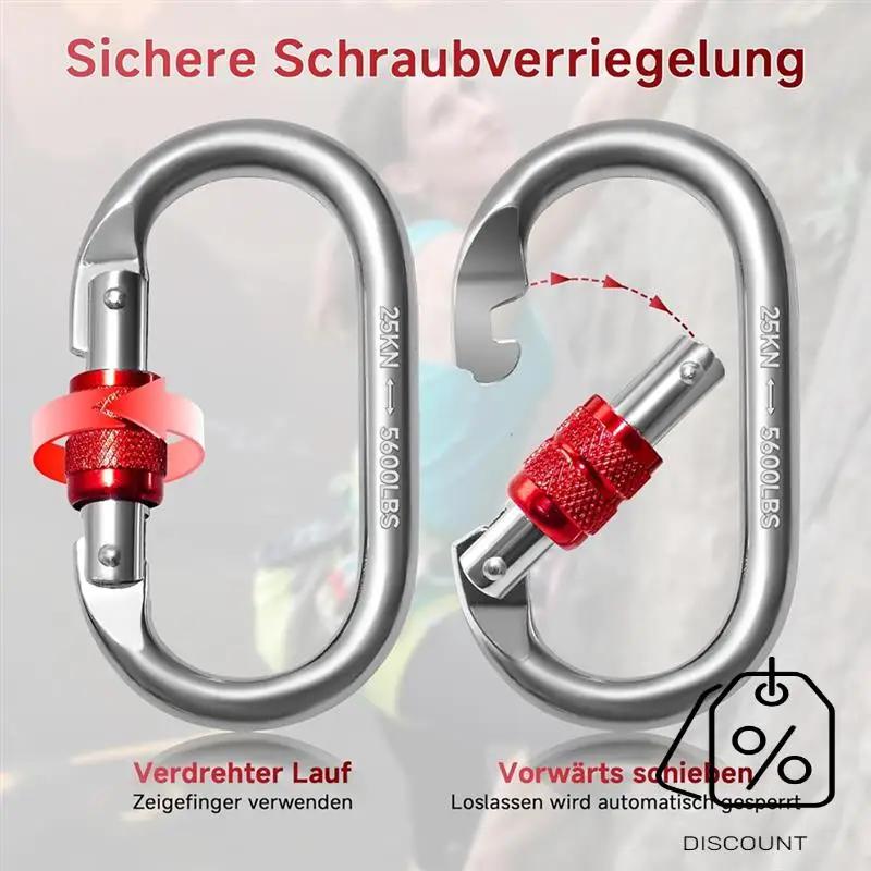 BAAG-2Pcs Carabiner Hooks 25 KN,O-Shaped Carabiner Hooks,Heavy Duty Safety Carabiner,carabiner สําหรับโยคะ,เปลญวน,Camping