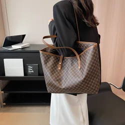 New minimalist and large capacity PU vintage women's bag, casual commuting tote bag, one shoulder portable shoulder bag