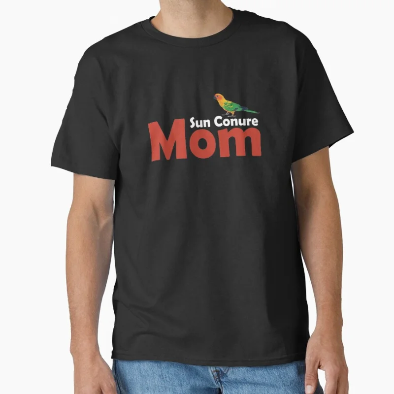 

Sun Conure Mom Awesome Cute Pet bird Gift T shirt for man Large size Tops Funny parrot Graphic Printed clothes