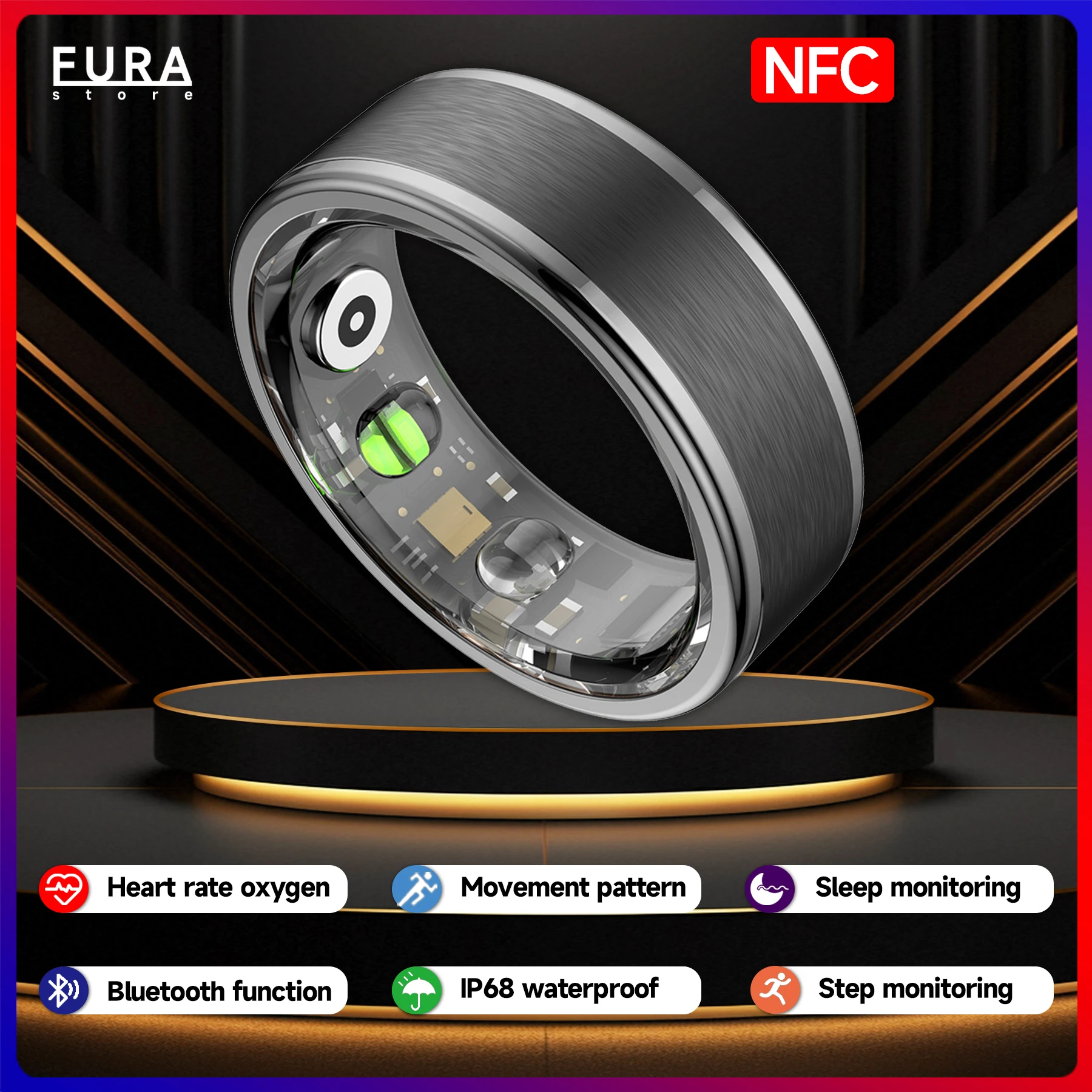 2025 New Q3 Smart Ring Sleep Heart Rate Monitor IP58 waterproof Bluetooth compatible 5.0 multiple exercise modes Android IOS