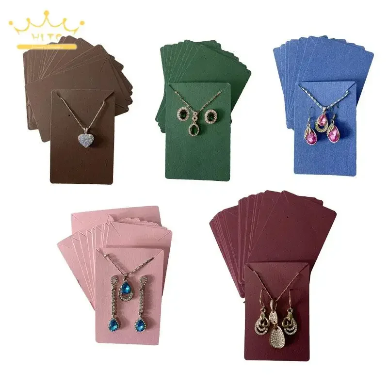 Paper Earring Display Cards Necklace Ear Stud Hang Tag Perforating Colourful Jewelry Paper Cards 50Pcs Cardboard for Jewelry view 6