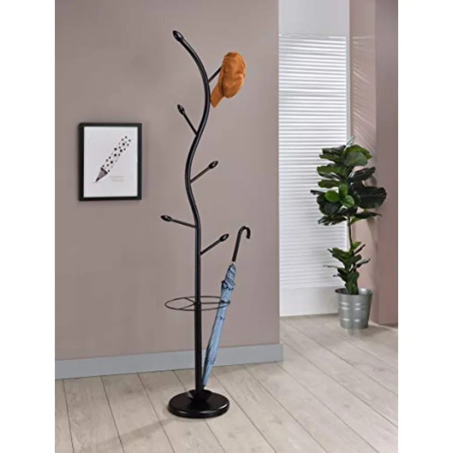 

- Entryway Hall Tree Coat Hat Rack and Umbrella Stand Black