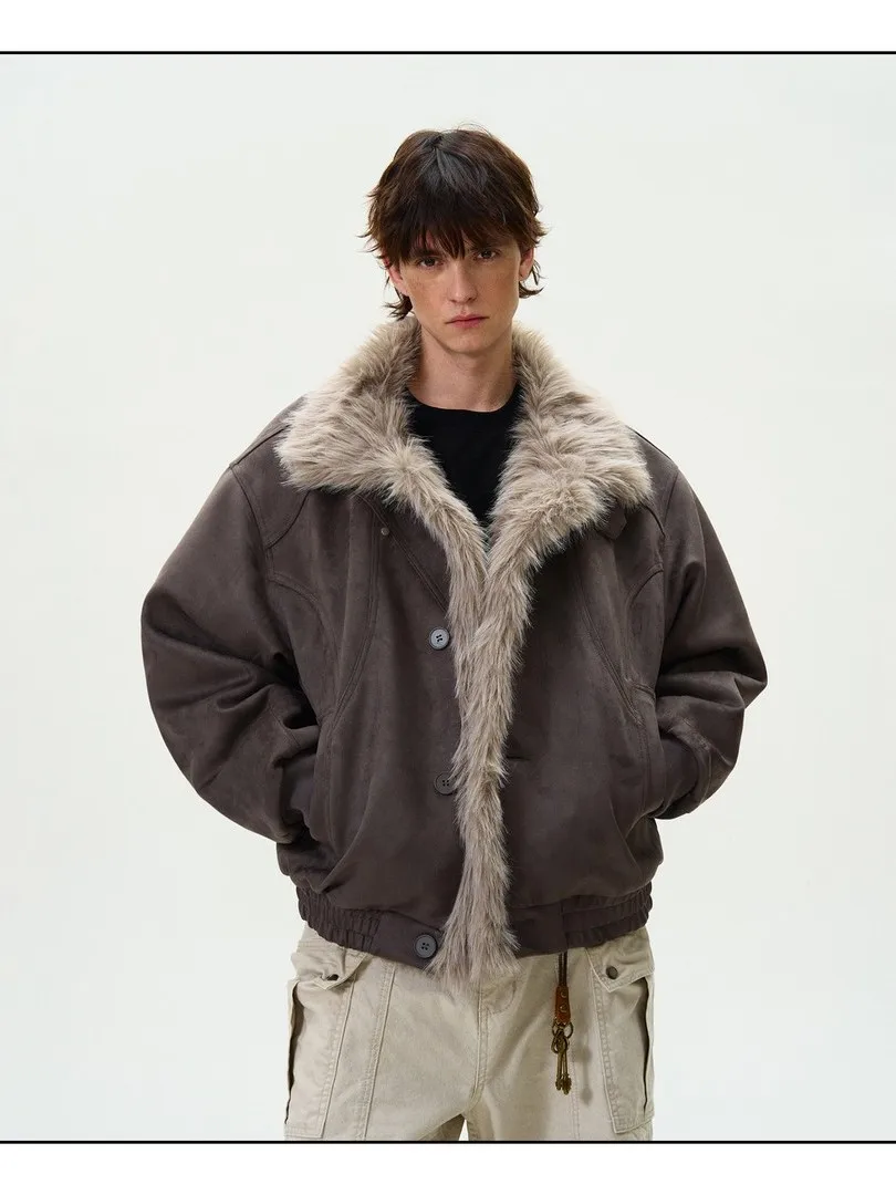 

Мужская зимняя куртка в стиле ретро из утолщенного хлопка с меховым воротником, модный дизайн с элементами деконструкции, премиум-класс