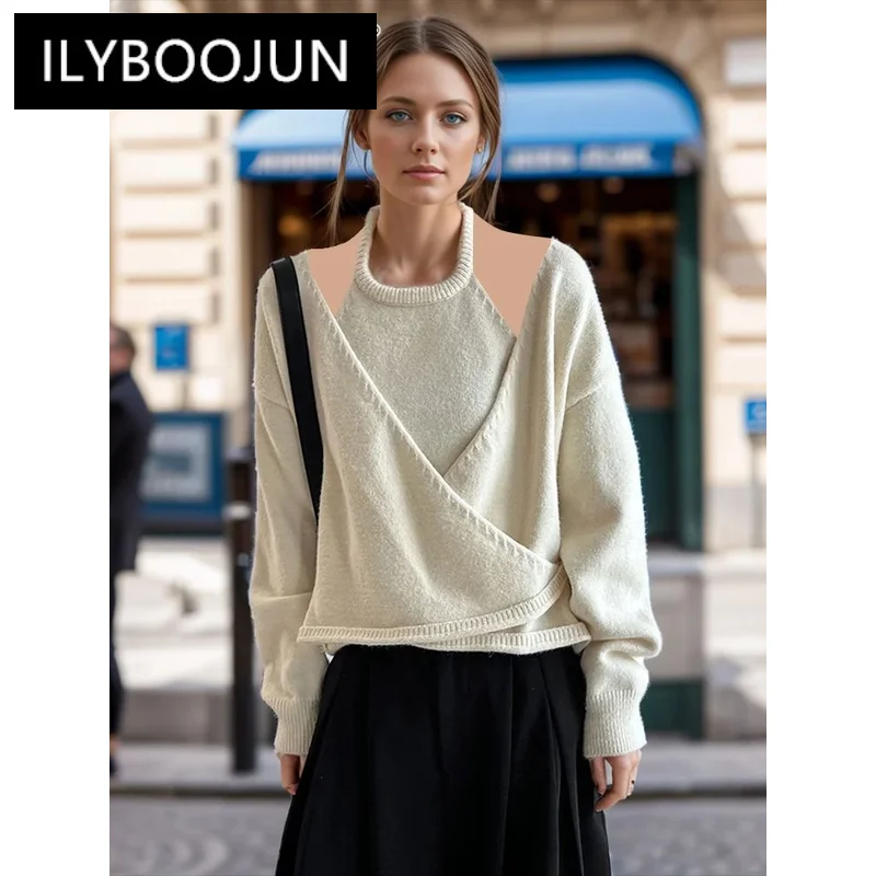 

Knitting Two Piece Set For Women Halter Sleeveless Vest V Neck Long Sleeve Sweater Designer Female Fashion Luxury Brand