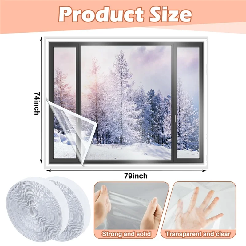Cuttable Transparent Film With Adhesive Straps Winter Reusable Window Plastic For Winterizing A