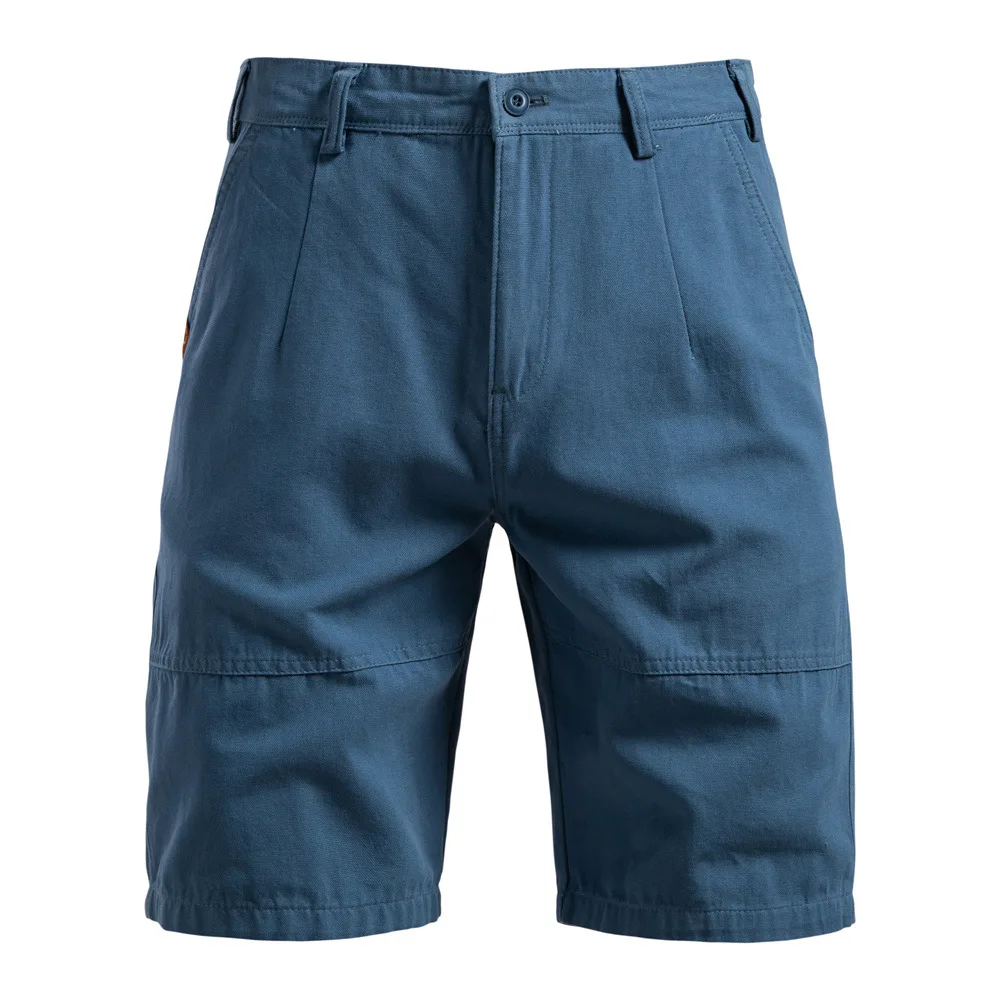 

Summer New Pure Cotton Casual Men's Shorts Straight Five-point Pants Solid Color Versatile Tooling Shorts Men
