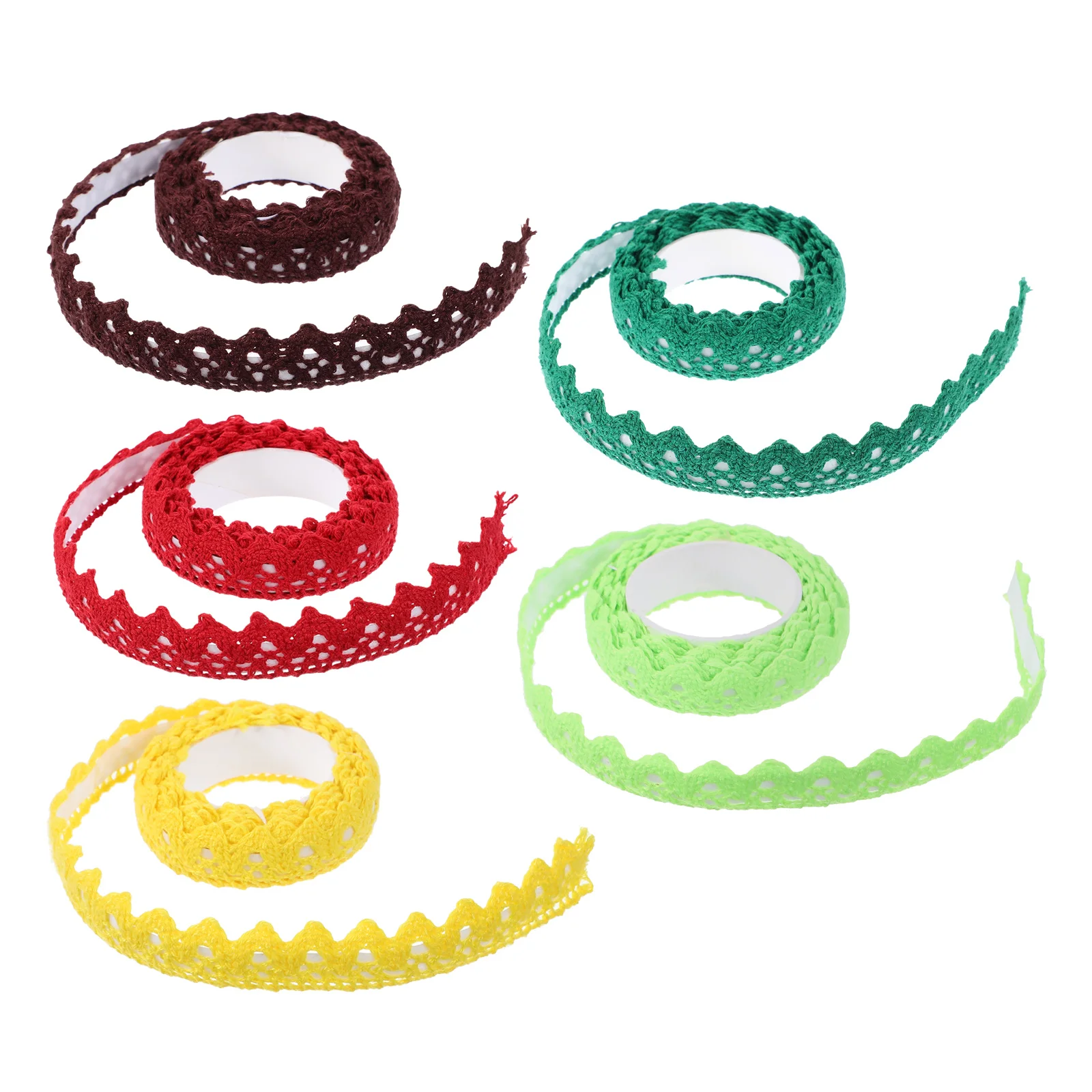 

5Pcs Hollow Lace Tape Decorative Adhesive for Personalized Cards Letters Scrapbook Layouts 1yellow 1green 1brown 1dark