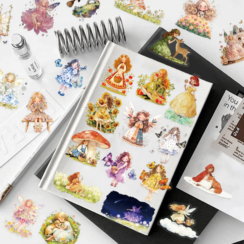 50PCS Fairy Tale Princess Transparent PET Decorative Stickers Set DIY Laptop Water Cup Decorative Stickers image 5