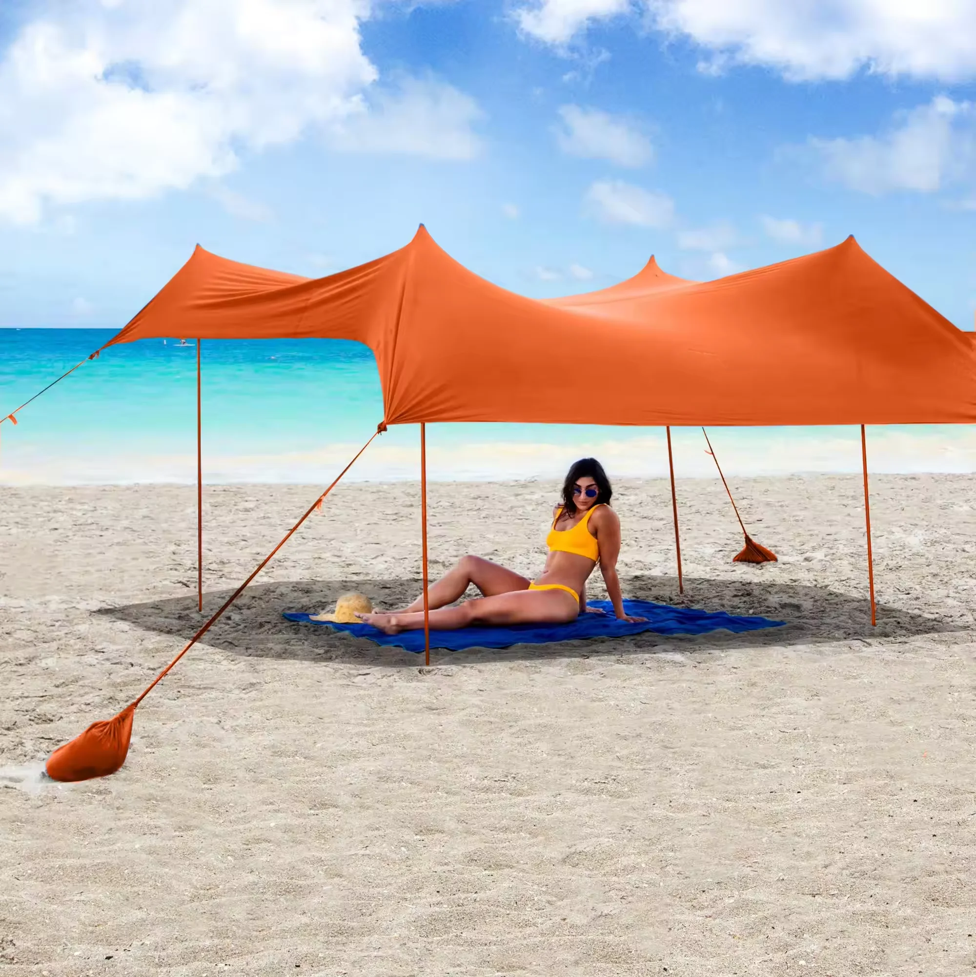 

Factory Custom Family Beach Tent and Beach Canopy UPF50 Sun Shelter Beach Large Portable Sunshade Waterproof Cloth