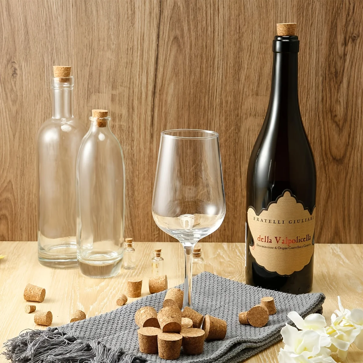 100 قطعة من الفلين المتنوع لفلين زجاجات النبيذ، أحجام مختلفة من الفلين المدبب الخشبي لاستبدال زجاجات الفلين الحرفية لزجاجات البيرة