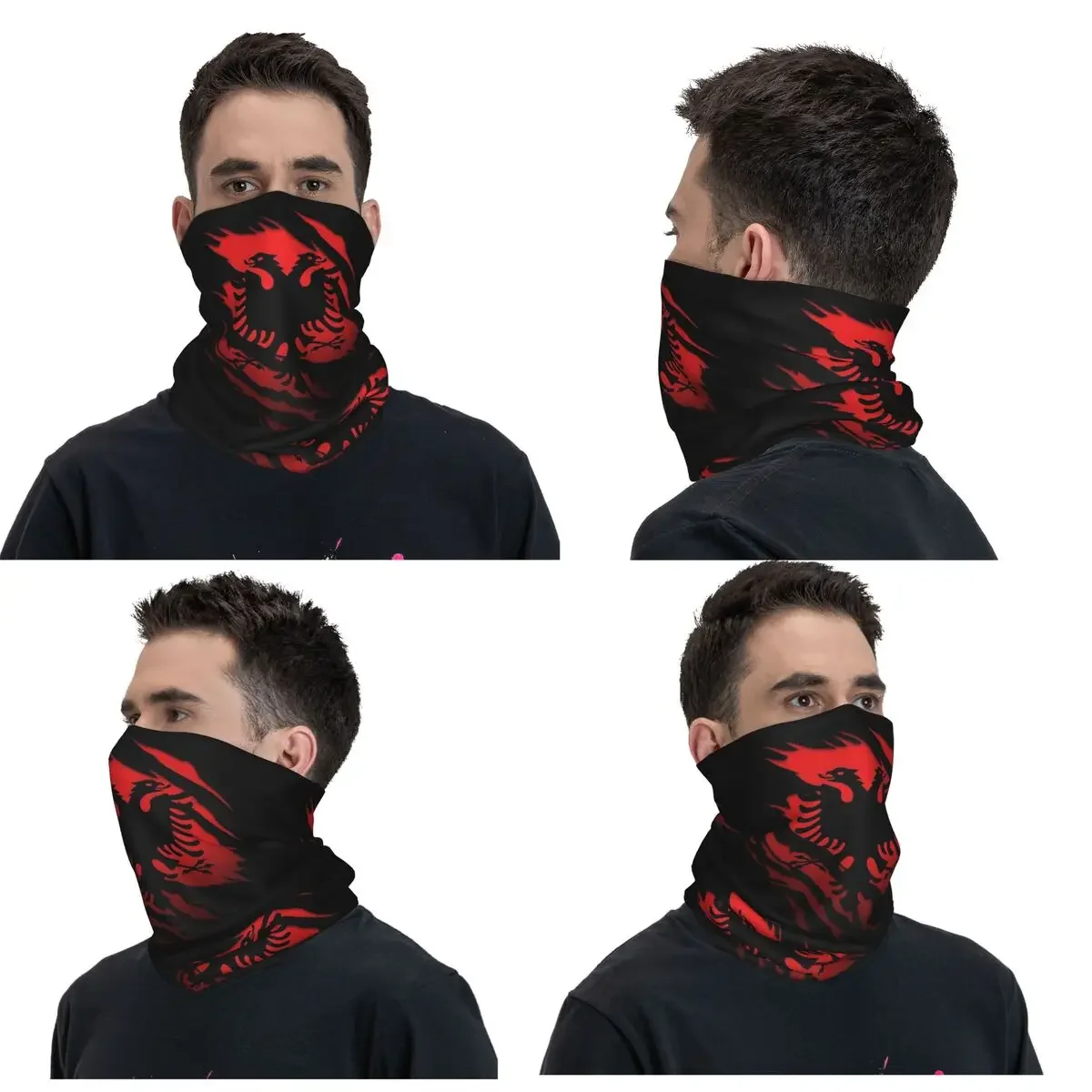 Albania Flag Bandana Neck Gaiter Printed Wrap Scarf Multi-use FaceMask Cycling Unisex Adult Windproof