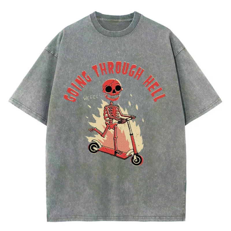 Sommer neue Schädel druck Frauen T-Shirt y2k übergroße gewaschene neutrale Kurzarm Casual Trend Wear Männer