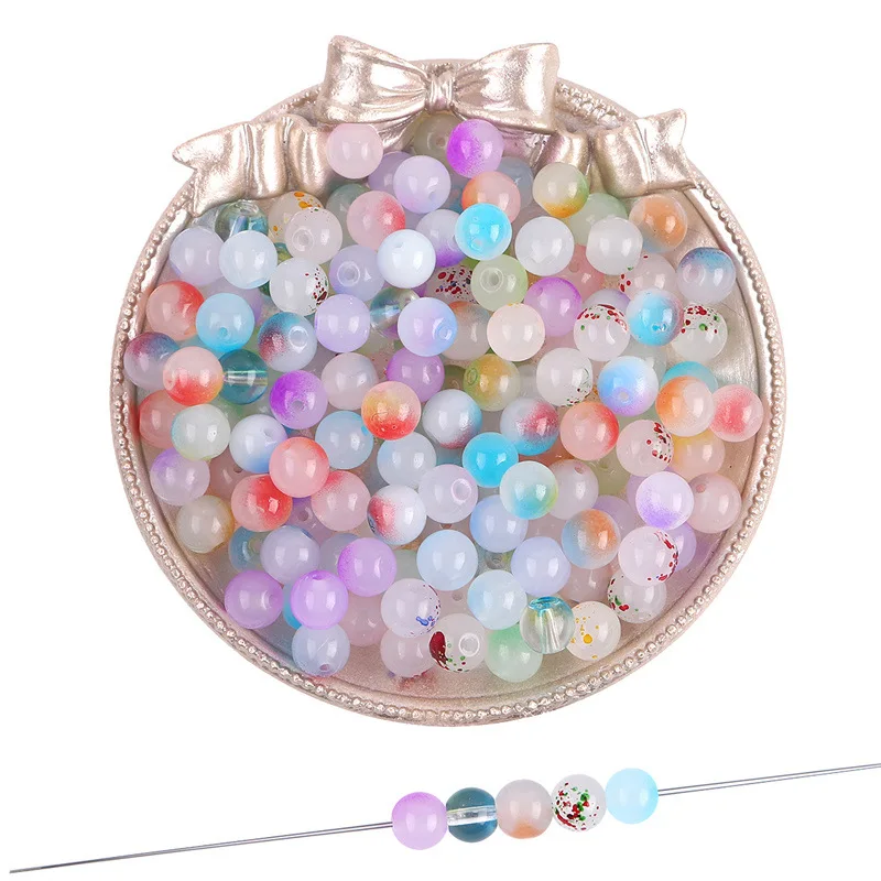 8mm Glass Beads Beautiful Multicolor Beads Handmade Diy Bracelet Necklace Bracelet Jewelry Handmade Beads Accessories Wholesale