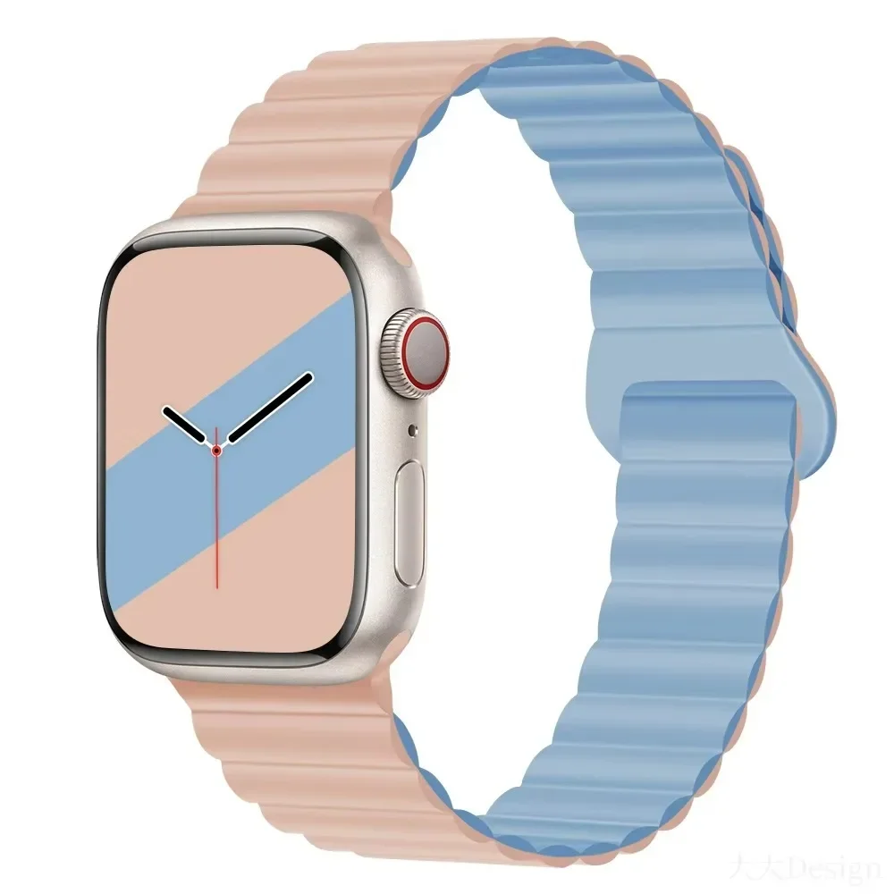 Silicone Bracelet for Apple Watch Band 46mm 45mm 41mm 44mm 40mm 49mm 42mm Magnetic Strap iWatch Ultra 10 9 8 7 6 5 SE 45mm Belt