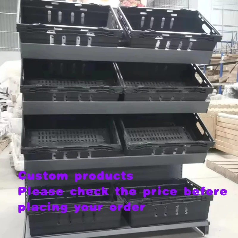 custom.Heavy-duty single-sided supermarket fruit display rack,Single-sided display stand with plastic tray