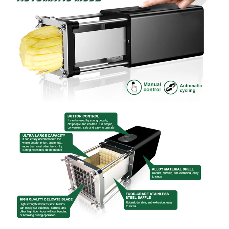 

Кухонная коммерческая картофелерезка из нержавеющей стали 304, коммерческая электрическая овощерезка с автоматическим откидным механизмом