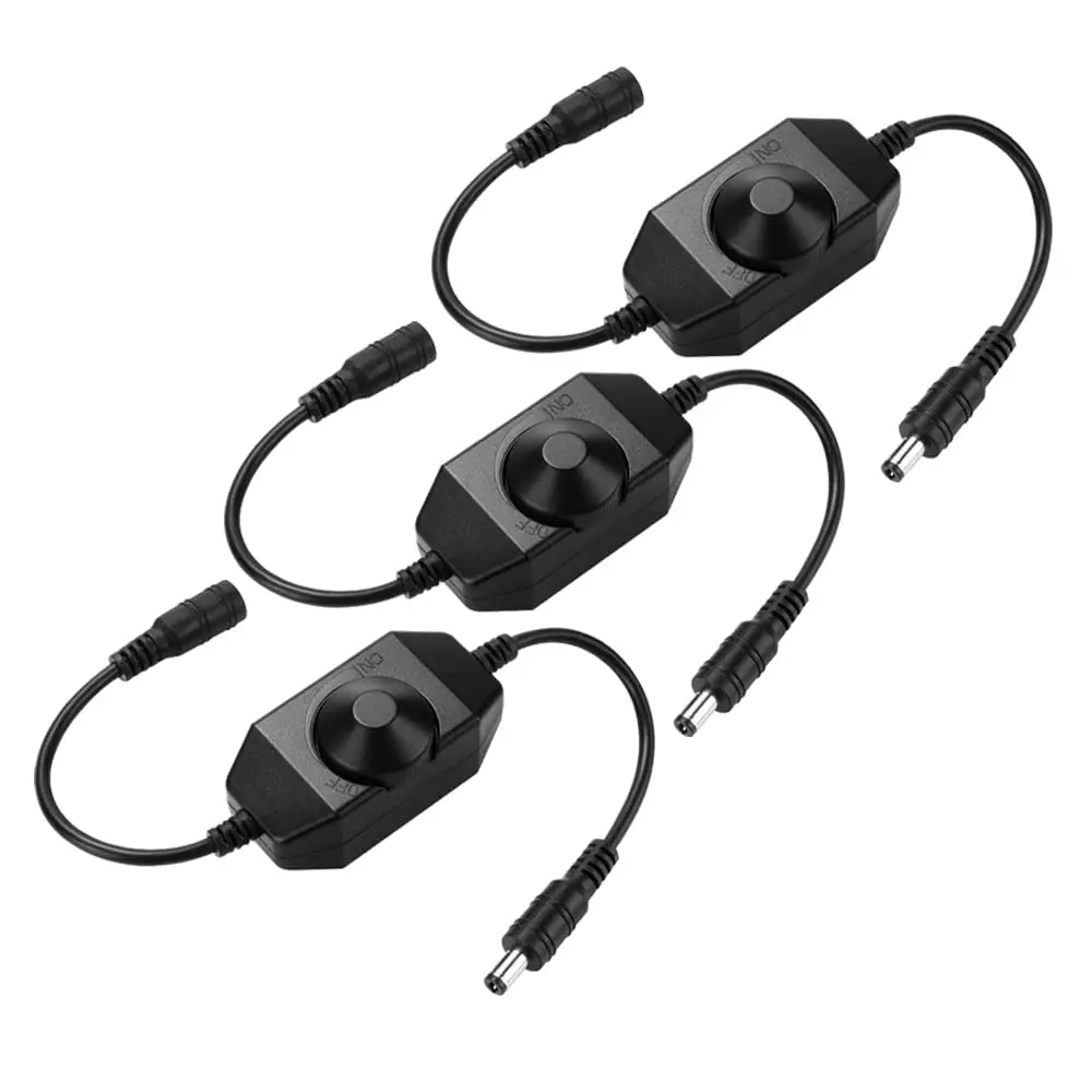 3 pacote KEYGMA LED Strip Light Dimmer, DC 12V-24V Dimmer Switch para Luzes de Tira 2835 3528 5050 5630 5730 3014, Cor Única