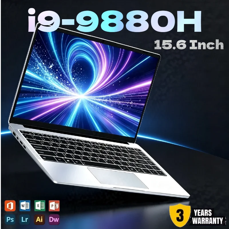 Ultra Slim 15.6 Inch Gaming Notebook i9-9880H, 32GB RAM 2TB SSD Full HD Display Multi-Purpose Laptop for Home Study Office