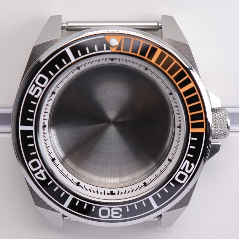 Silbernes Taucheruhrengehäuse 43mm Uhrengehäuse Saphirglas für modifiziertes Samurai NH35 NH36 NH38 NH34 4R36 Automatikwerk Keramiklünette – Detail 2