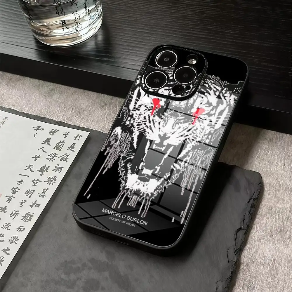 

Phone Case For IPhone 17 16 15 14 13 12 11 Pro Max X XR Precision holes in acrylic glass PC Cover M-Marcelos or B-Burlons