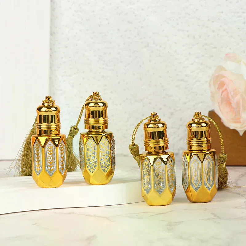 6ML Mini Steel Ball Roll-on Bottle Luxury Gold Glass Perfume Sample Vials Portable Refillable Bottles Travel