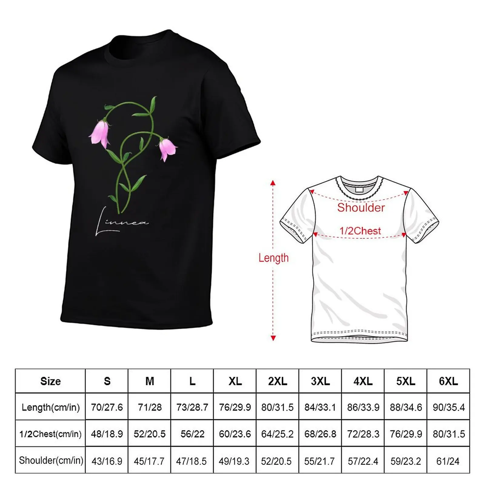 Nordic Wildflower Linnea Twinflower Pretty Pink Flowers floral T-Shirt cotton graphic tees anime black t-shirts for men