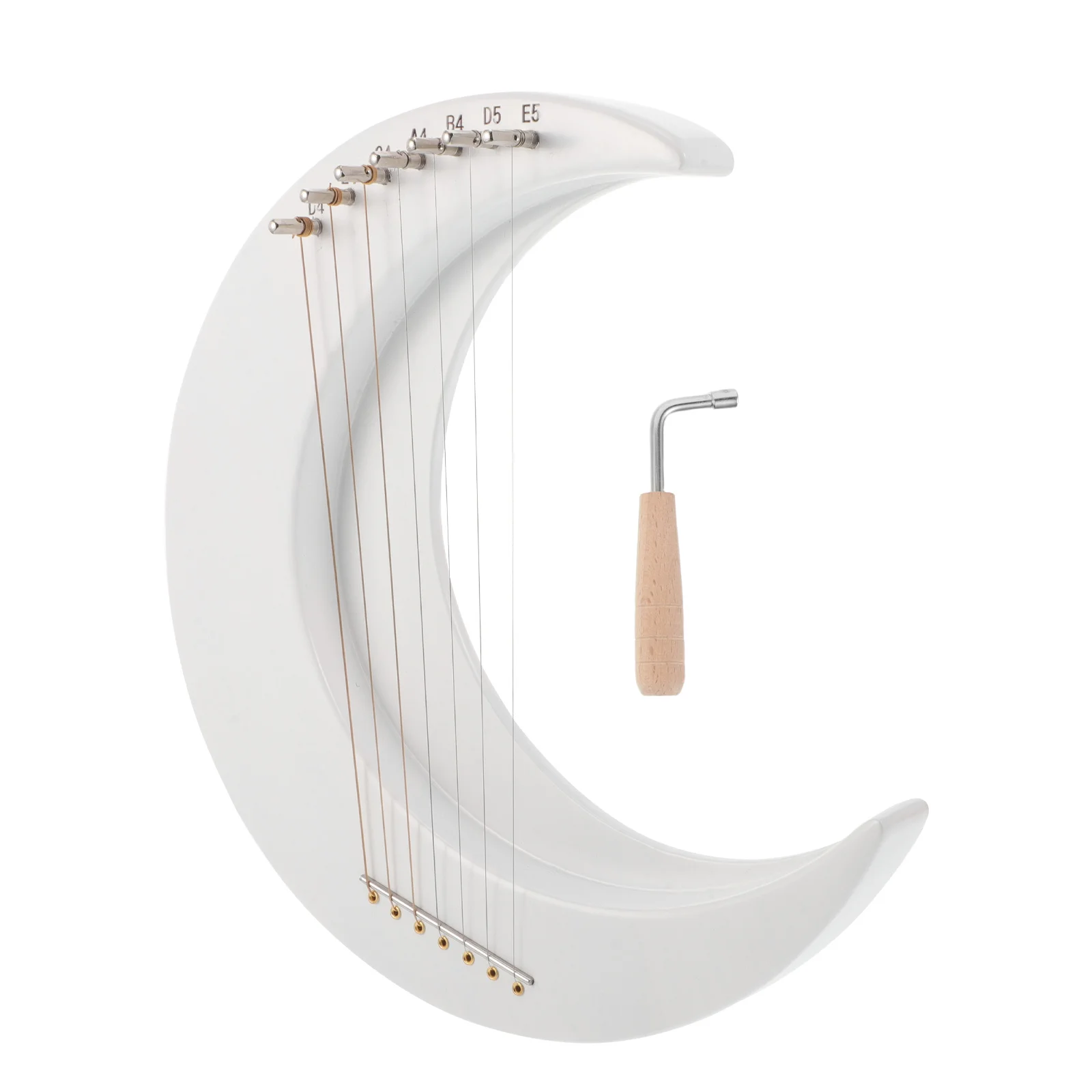 

Moon Lyre Harp 7 String Wooden Musical Instrument Mini Size Portable Tuning Wrench Included Ideal for Beginners Music Learning