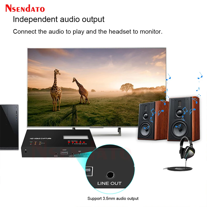 Ezcap283S YPbPr AV صندوق تسجيل الفيديو 1080P HDMI لعبة فيديو بطاقة التقاط الصوت والفيديو مسجل صندوق الوقت جدول تسجيل ل XBOX PS4 PC