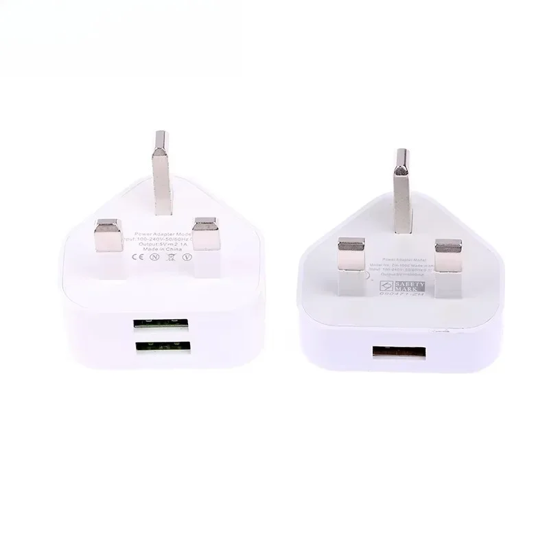 USB Charger Universal UK Plug 3 Pin Wall Adapter 1/2 USB Ports 5V 2.1A Fast Charging for iPhone Huawei Samsung Home Travel Use
