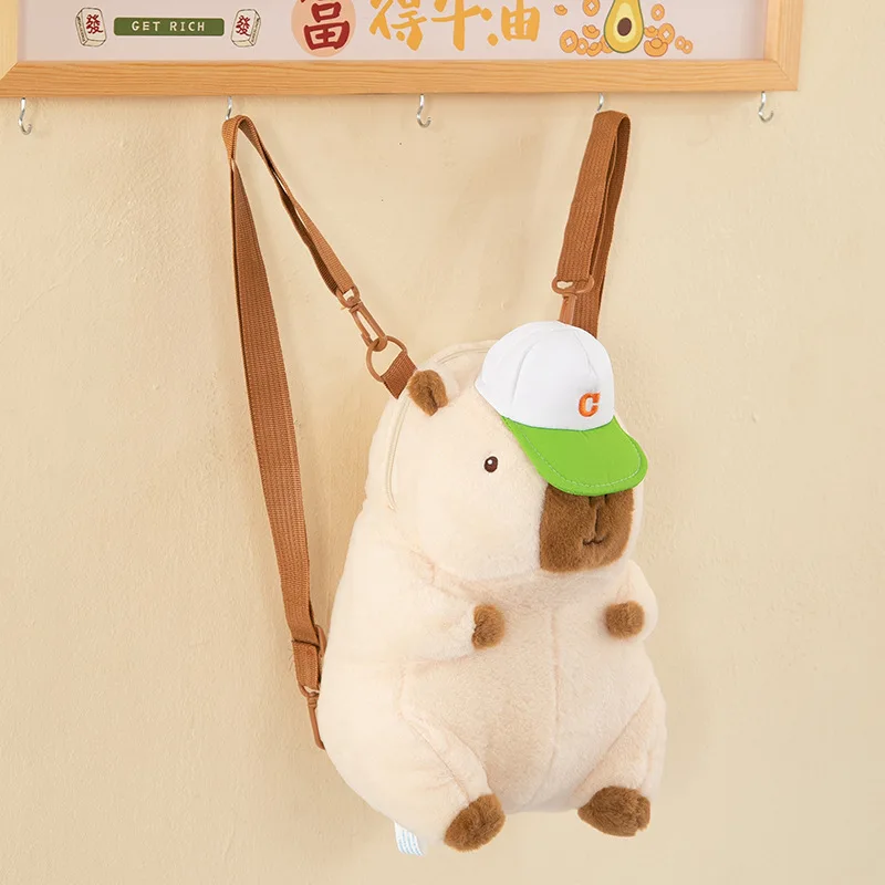 Plush Backpack Capybara Bag Cute Backpack Cartoon Doll Bag Children's Shoulder Crossbody Bag