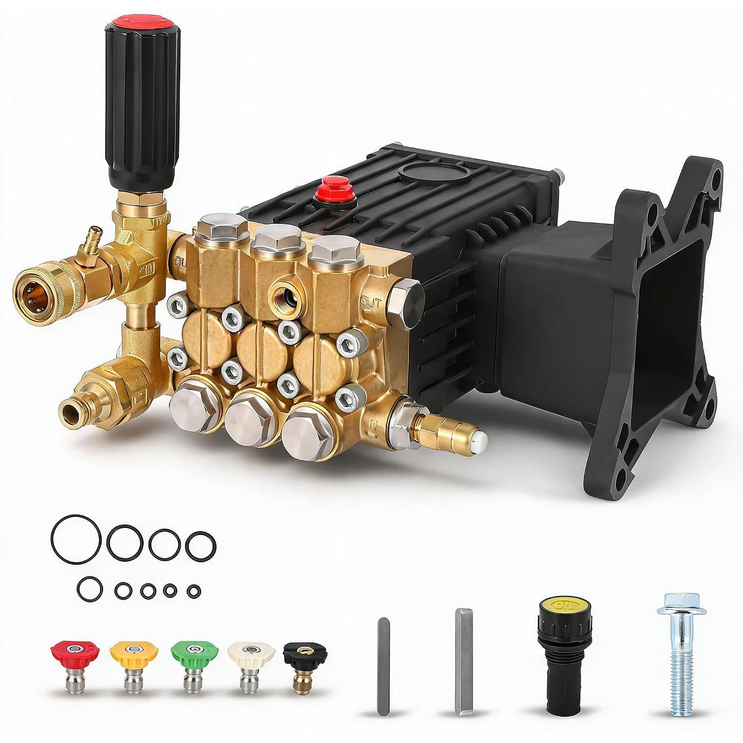 4400 PSI Pressure Washer Pump, Triplex Plunger, 1 in Shaft, Pressure Washer Pump, Power Washer Pump, Replacement Pump, Triplex Pump, Direct Drive Pump, Gas Pressure Washer